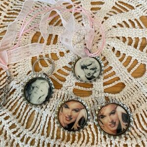 Handmade Marilyn Monroe Pendant Necklace, Earrings, and Keychain Set
